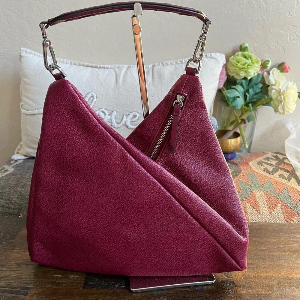 NWOT! Calvin Klein Geo Rocky Road Vegan Leather Hobo Bag In Merlot - Picture 10 of 17
